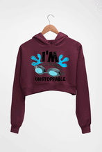 Load image into Gallery viewer, Swimming Crop HOODIE FOR WOMEN-Maroon-Ektarfa.online
