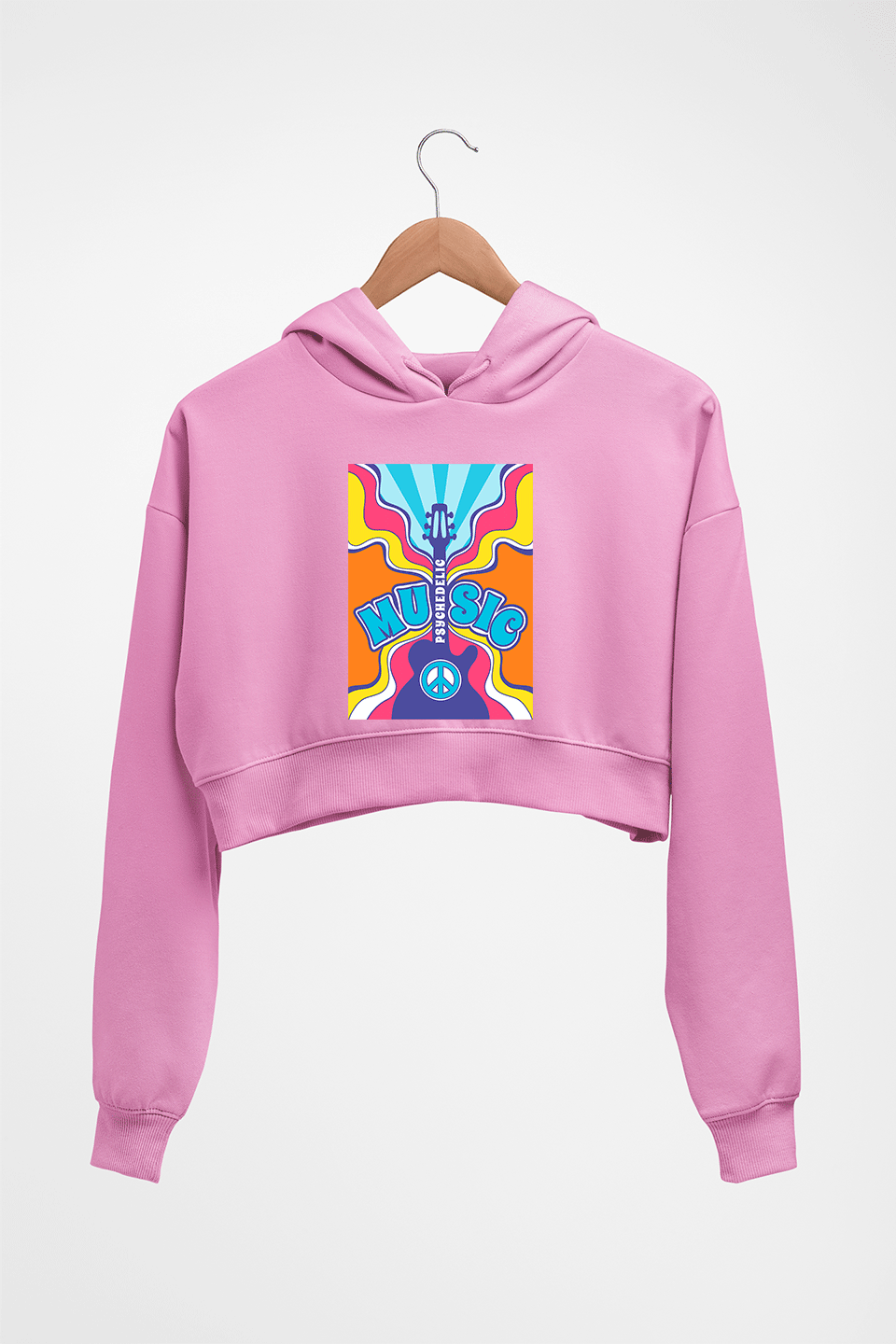 Psychedelic Crop HOODIE FOR WOMEN-Light Baby Pink-Ektarfa.online