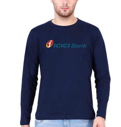 ICICI Bank Full Sleeves T-Shirt for Men-S(38 Inches)-Navy Blue-Ektarfa.online