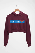 Load image into Gallery viewer, Bank of India Crop HOODIE FOR WOMEN-Maroon-Ektarfa.online

