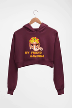 Load image into Gallery viewer, Ganpati JI(Ganesh) Crop HOODIE FOR WOMEN-Maroon-Ektarfa.online
