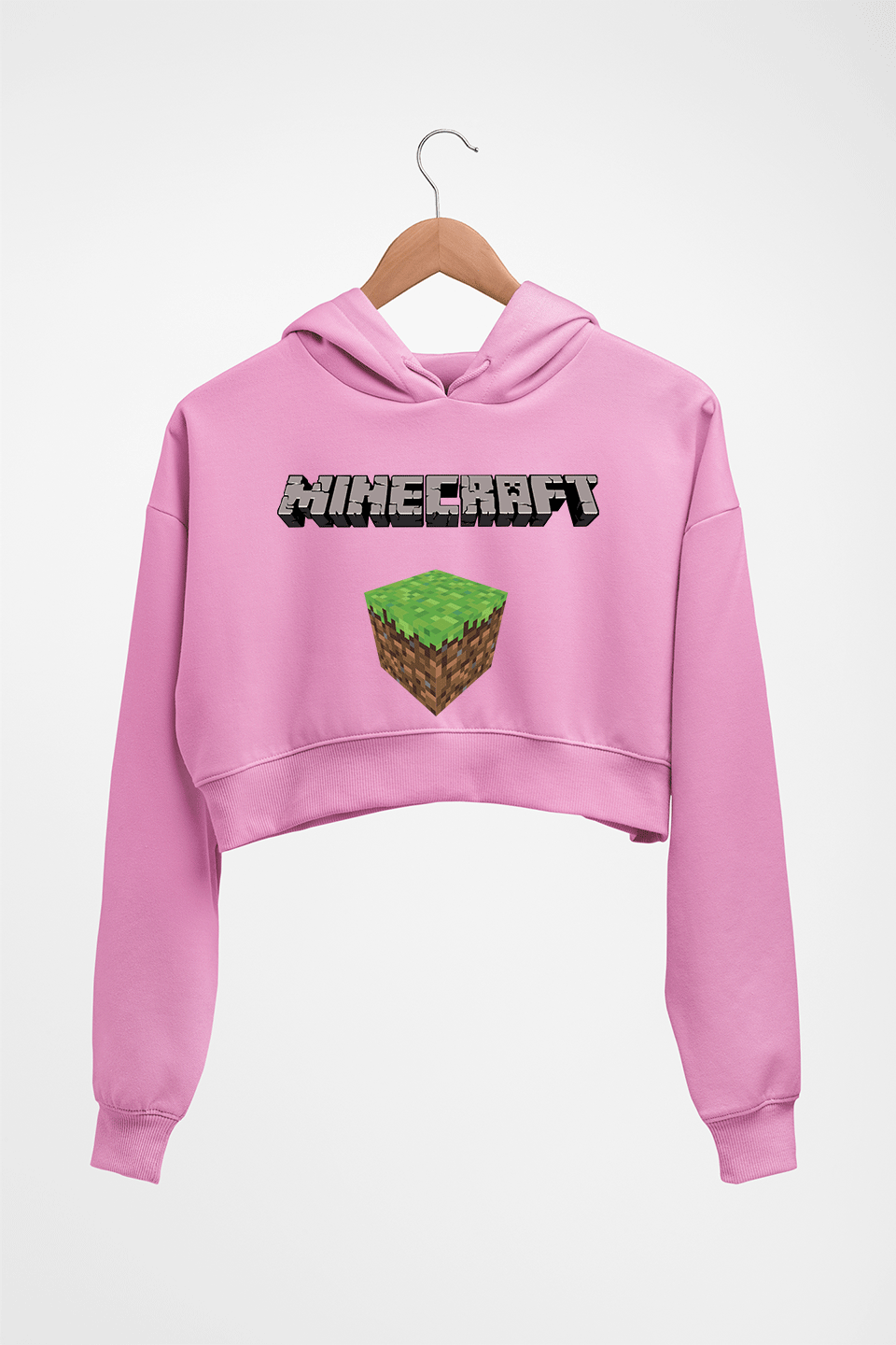 Minecraft Crop HOODIE FOR WOMEN-Light Baby Pink-Ektarfa.online