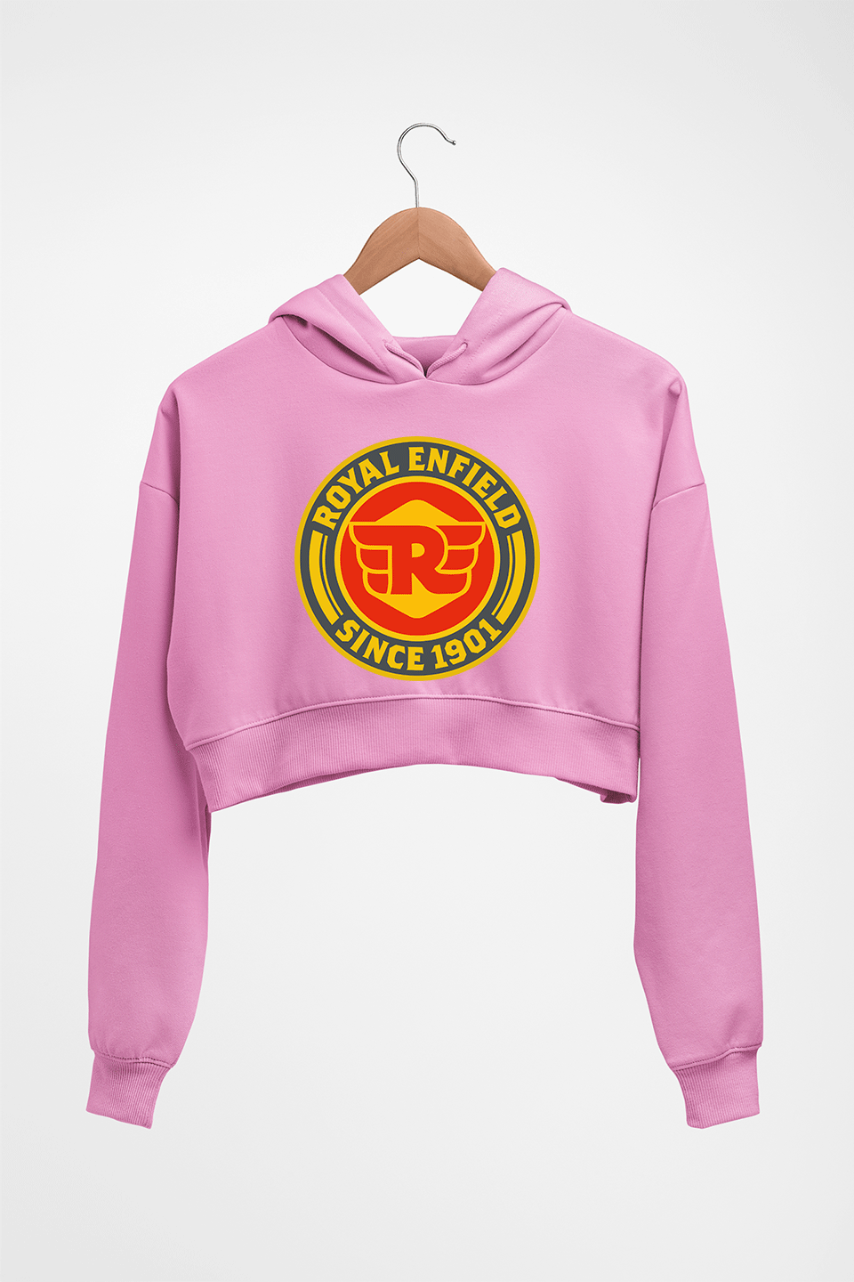 Royal Enfield Crop HOODIE FOR WOMEN-Light Baby Pink-Ektarfa.online
