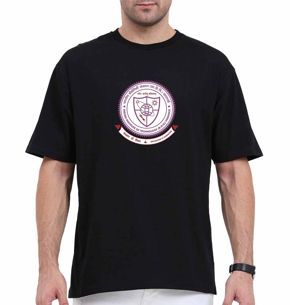 IIT (BHU) Varanasi Oversized T-Shirt for Men-Black-Ektarfa.online