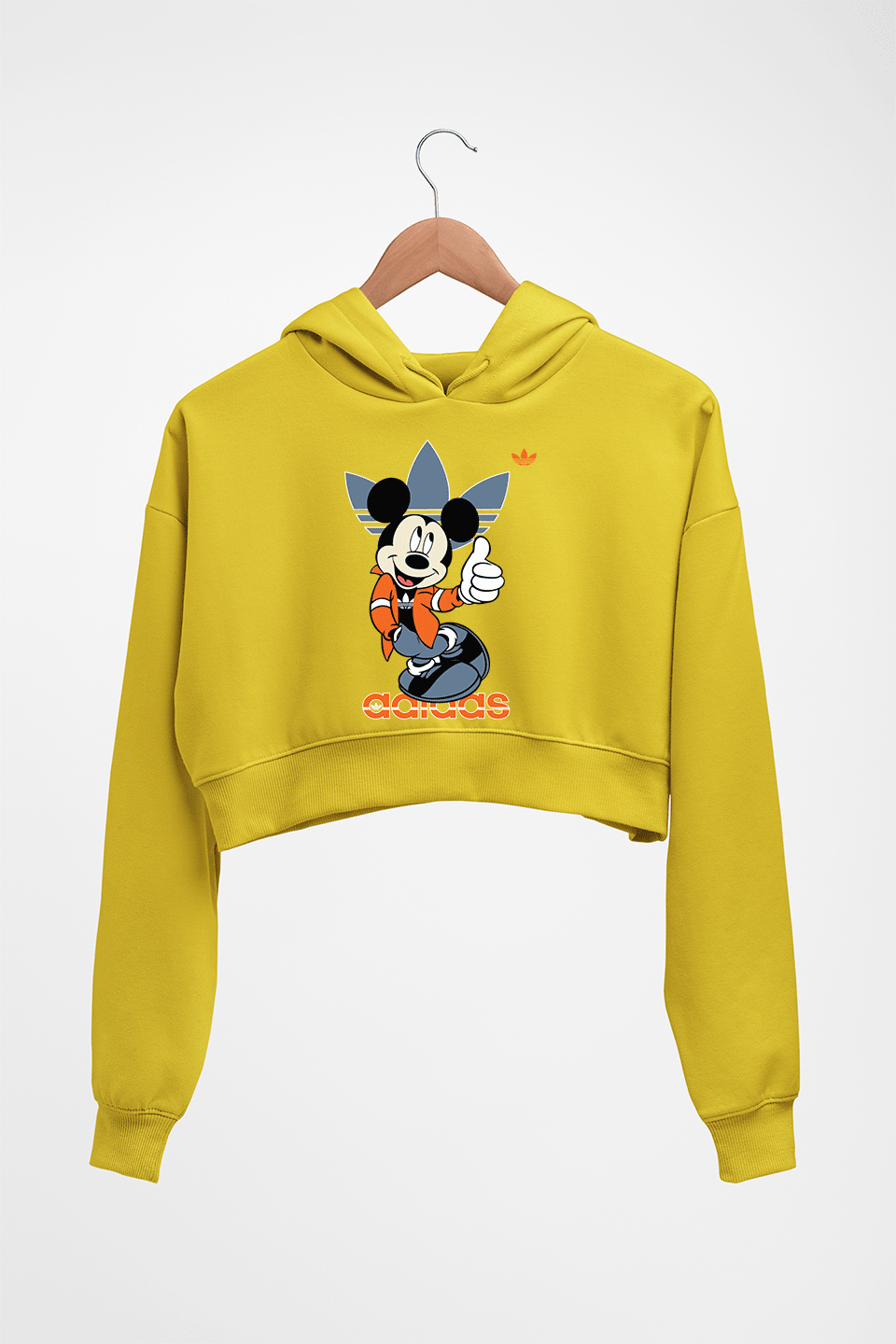 Mickey Crop HOODIE FOR WOMEN-Mustard Yellow-Ektarfa.online