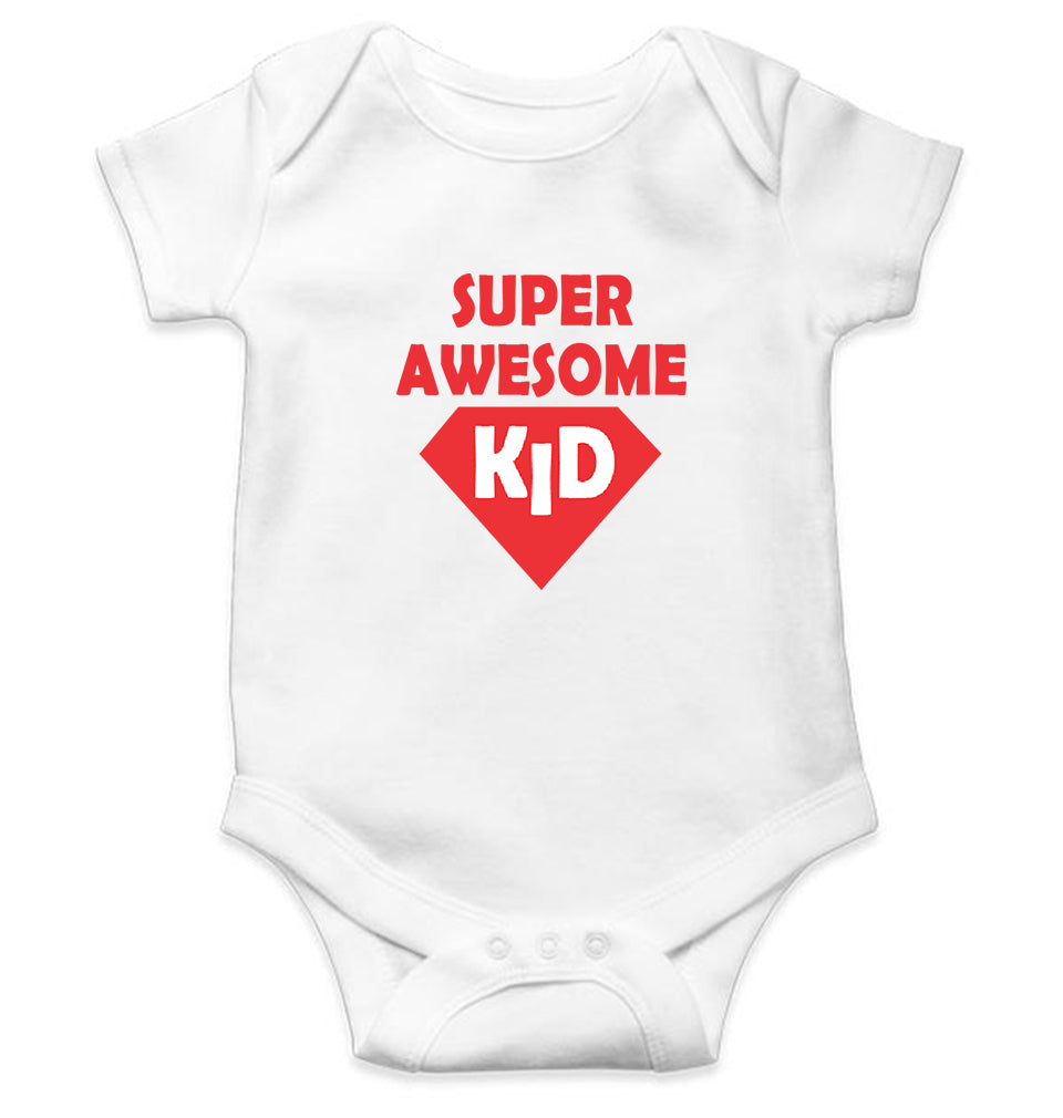 Super Awesome Kid Kids Romper For Baby Boy/Girl-0-5 Months(18 Inches)-White-Ektarfa.online