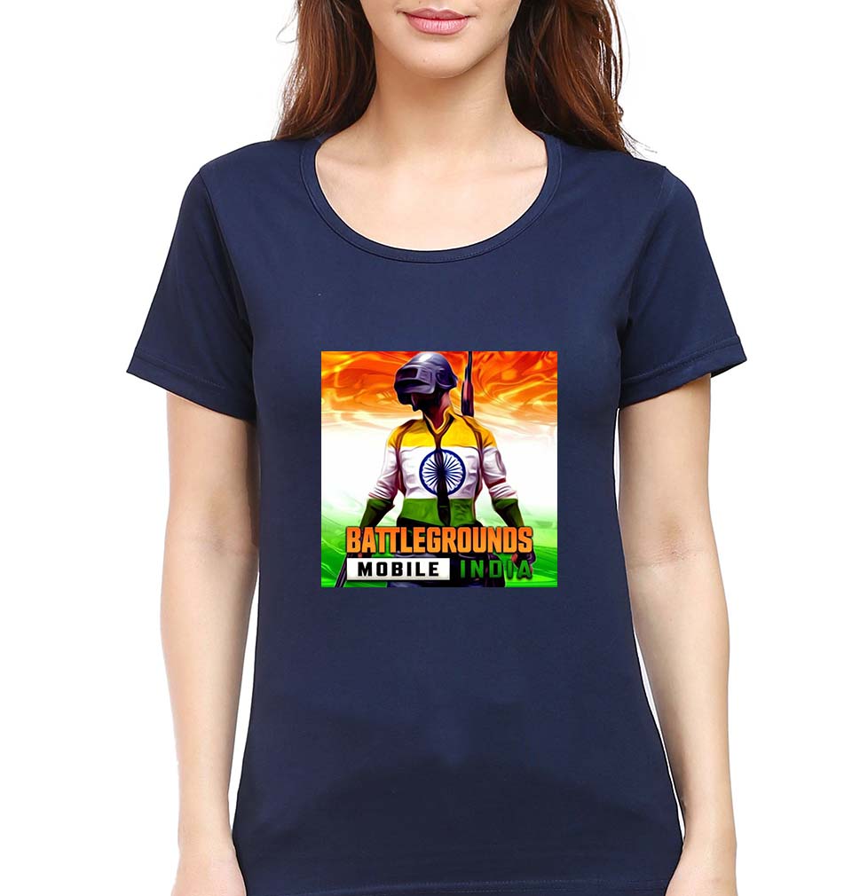 Battlegrounds Mobile India (BGMI) T-Shirt for Women-Navy Blue-Ektarfa.online
