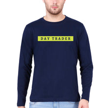 Load image into Gallery viewer, Day Trader Share Market Full Sleeves T-Shirt for Men-S(38 Inches)-Navy Blue-Ektarfa.online
