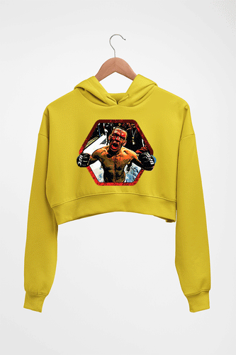 Nate Diaz UFC Crop HOODIE FOR WOMEN-Mustard Yellow-Ektarfa.online