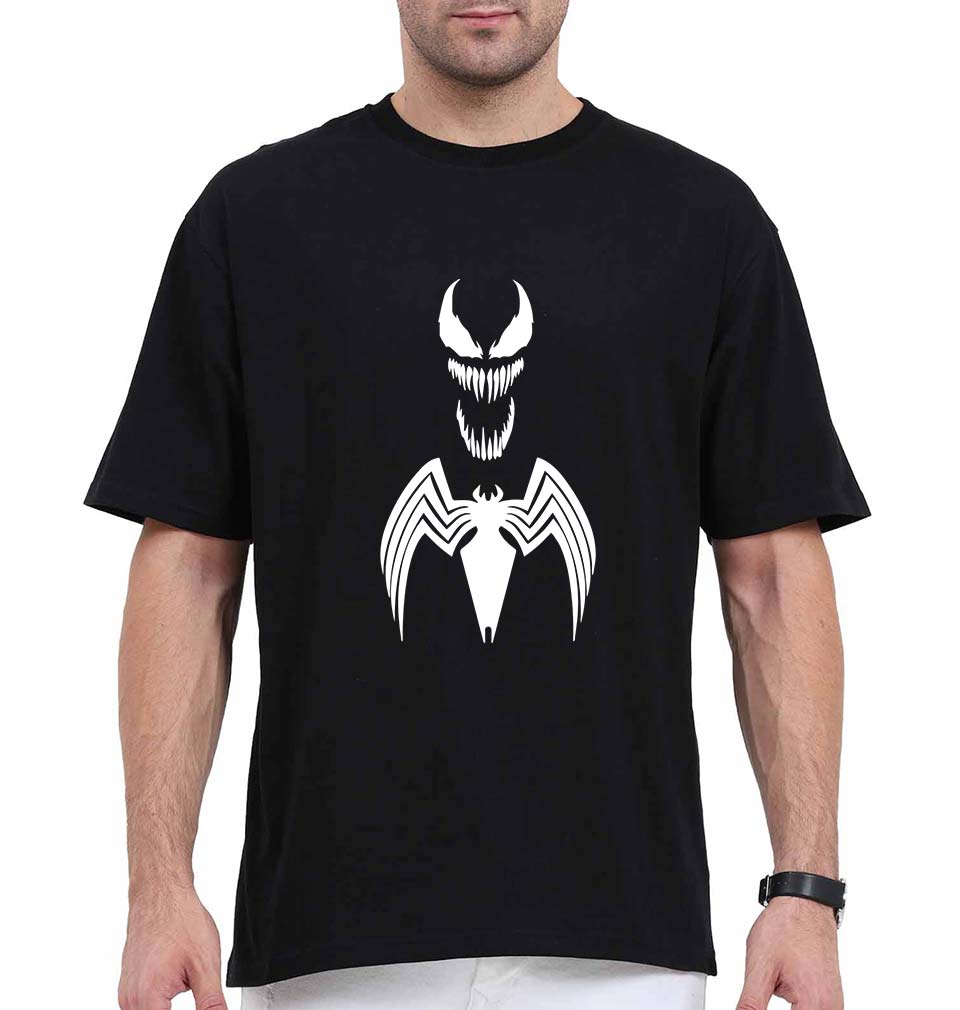 Venom Spiderman Superhero Oversized T-Shirt for Men-Black-Ektarfa.online