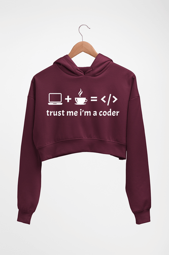 COder Crop HOODIE FOR WOMEN-Maroon-Ektarfa.online