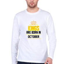 Load image into Gallery viewer, Kings Are Born In October Full Sleeves T-Shirt for Men-White-Ektarfa.online
