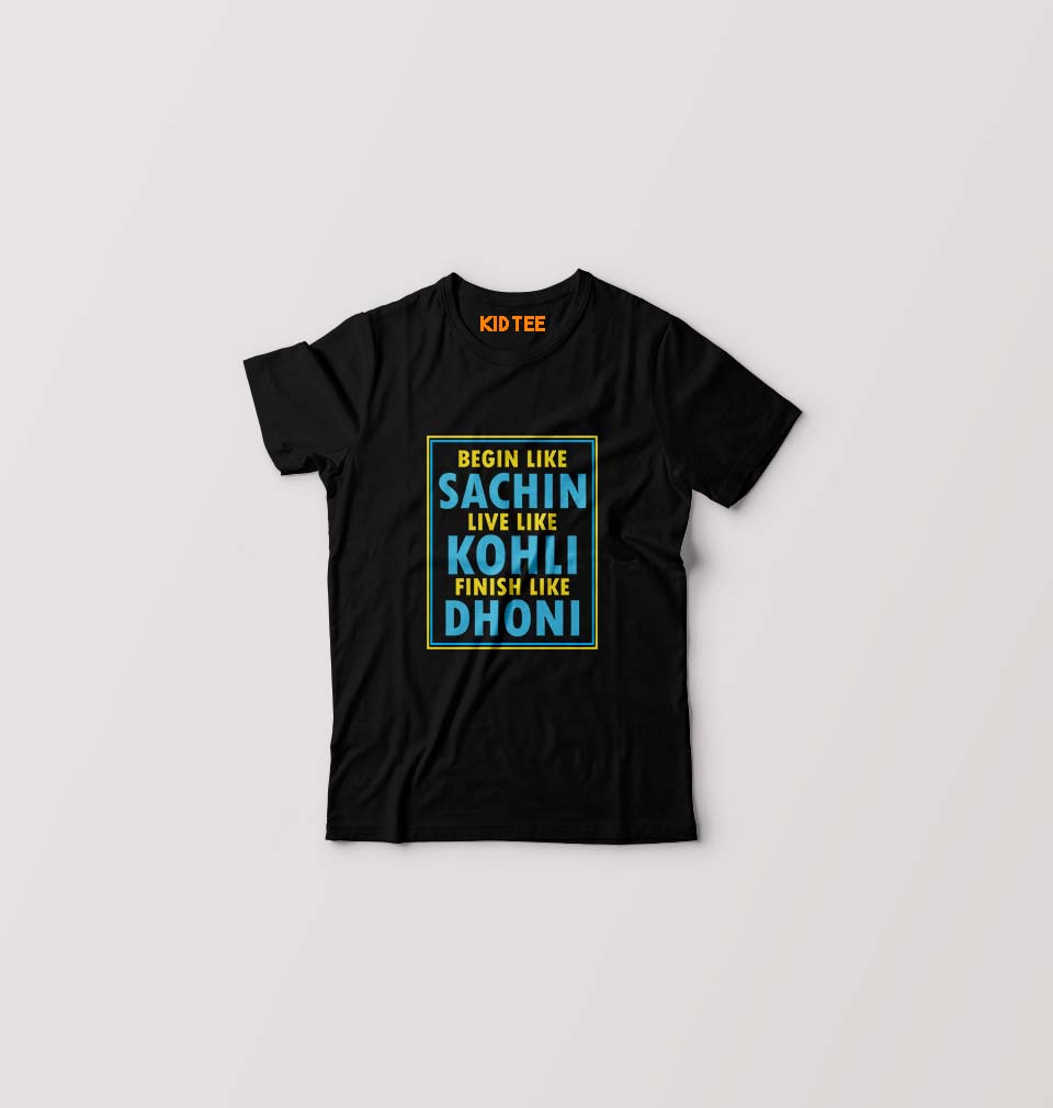 CRICKET Sachin Kohli Dhoni Kids T-Shirt for Boy/Girl-Black-Ektarfa.online