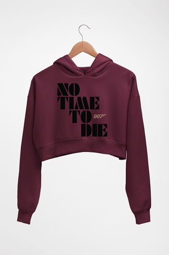 No Time To Die James Bond 007 Crop HOODIE FOR WOMEN-Maroon-Ektarfa.online