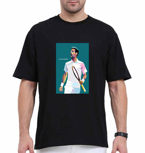 Novak Djokovic Tennis Oversized T-Shirt for Men-Black-Ektarfa.online