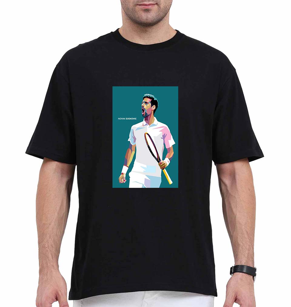 Novak Djokovic Tennis Oversized T-Shirt for Men-Black-Ektarfa.online