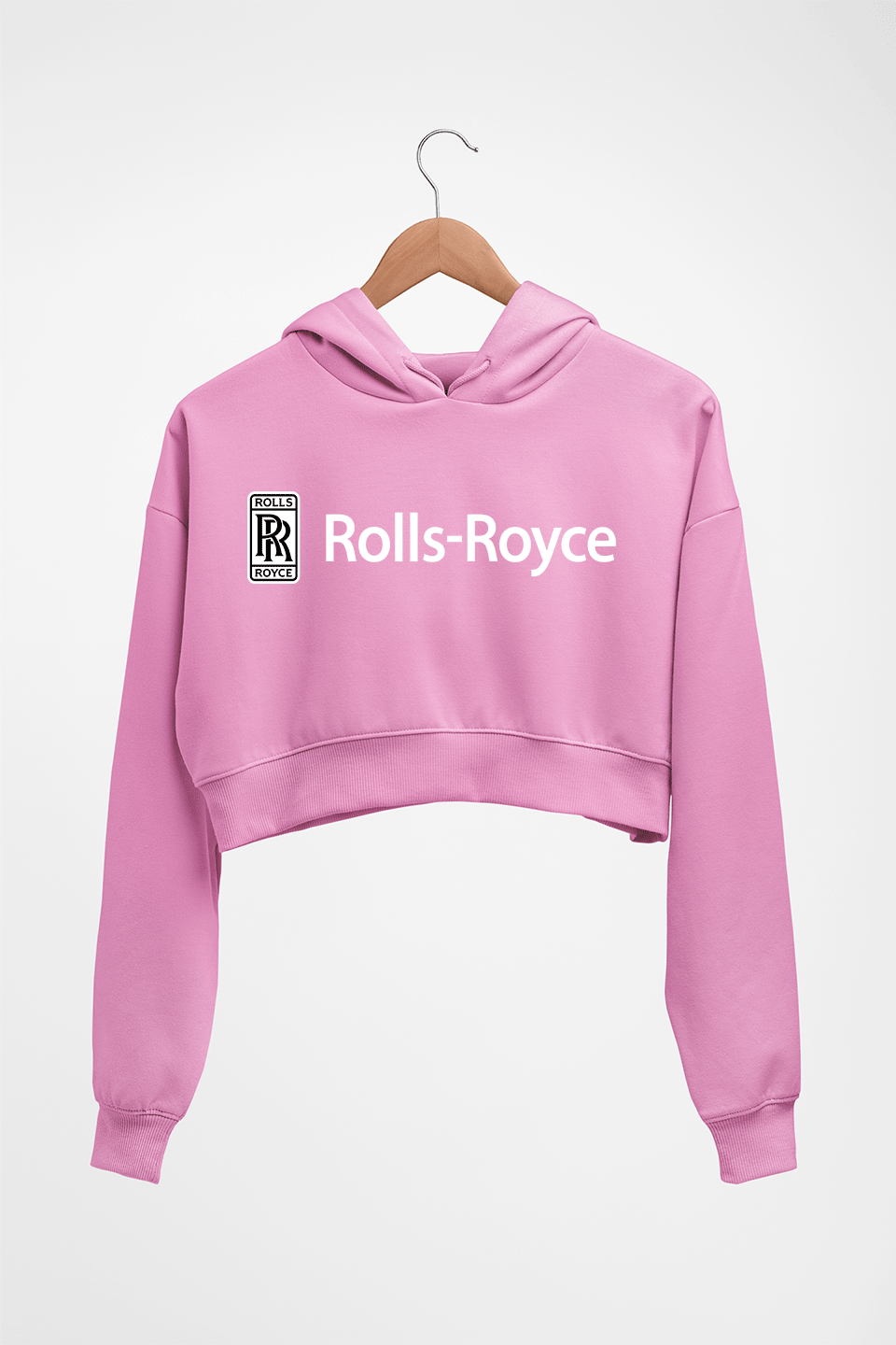 Rolls Royce Crop HOODIE FOR WOMEN-Light Baby Pink-Ektarfa.online
