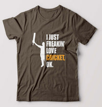 Load image into Gallery viewer, Love Cricket T-Shirt for Men-Olive Green-Ektarfa.online
