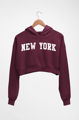 New York Crop HOODIE FOR WOMEN-Maroon-Ektarfa.online