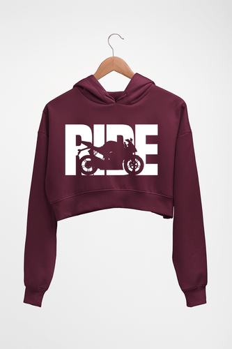 Ride Superbike Crop HOODIE FOR WOMEN-Maroon-Ektarfa.online