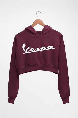 Vespa Crop HOODIE FOR WOMEN-Maroon-Ektarfa.online
