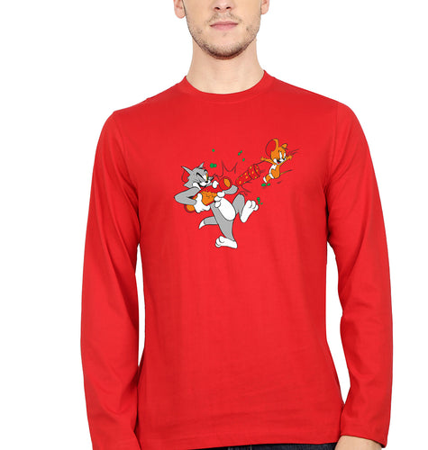 Tom and Jerry Full Sleeves T-Shirt for Men-Red-Ektarfa.online