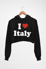 Load image into Gallery viewer, I Love Italy Crop HOODIE FOR WOMEN-Black-Ektarfa.online
