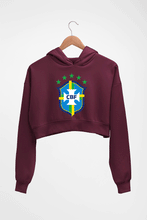 Load image into Gallery viewer, Brazil Football Crop HOODIE FOR WOMEN-Maroon-Ektarfa.online
