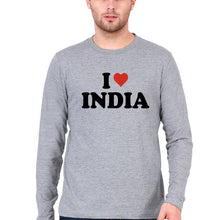 Load image into Gallery viewer, I Love India Full Sleeves T-Shirt for Men-Grey Melange-Ektarfa.online
