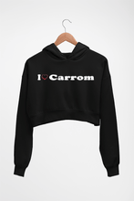 Load image into Gallery viewer, Love Carrom Crop HOODIE FOR WOMEN-Black-Ektarfa.online

