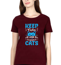 Load image into Gallery viewer, Cat T-Shirt for Women-Maroon-Ektarfa.online

