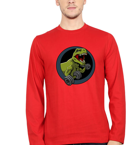 Angry T-Rex Gym Full Sleeves T-Shirt for Men-Red-Ektarfa.online