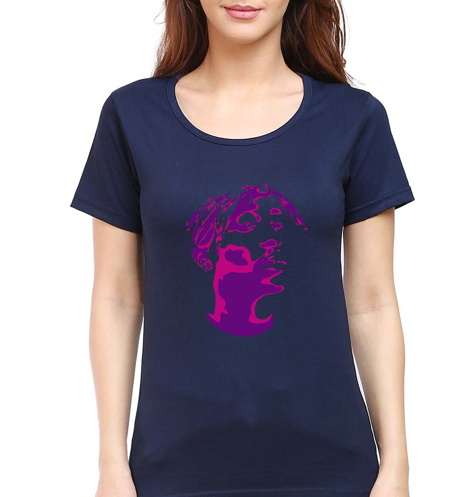 Tupac 2Pac T-Shirt for Women-Navy Blue-Ektarfa.online