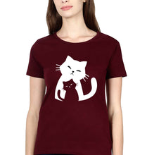Load image into Gallery viewer, Cat T-Shirt for Women-Maroon-Ektarfa.online
