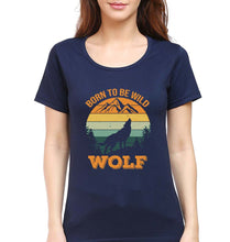 Load image into Gallery viewer, Wolf T-Shirt for Women-Navy Blue-Ektarfa.online
