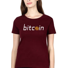 Load image into Gallery viewer, Cryptocurrency Bitcoin T-Shirt for Women-Maroon-Ektarfa.online
