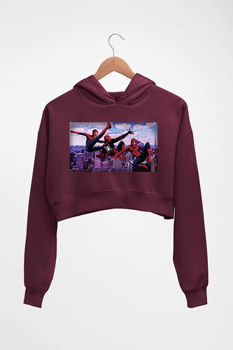 Spiderman Superhero Crop HOODIE FOR WOMEN-Maroon-Ektarfa.online