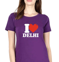 Load image into Gallery viewer, I Love Delhi T-Shirt for Women-Purple-Ektarfa.online
