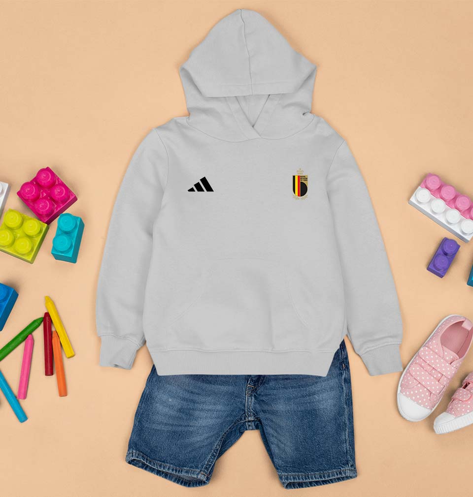 Belgium Football Kids Hoodie for Boy/Girl-GREY-Ektarfa.online