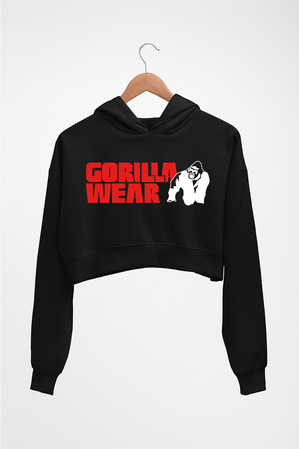 Gorilla Wear Crop HOODIE FOR WOMEN-Black-Ektarfa.online