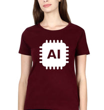 Load image into Gallery viewer, Artificial intelligence (AI) T-Shirt for Women-Maroon-Ektarfa.online

