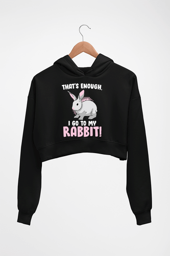 Rabbit Bunny Crop HOODIE FOR WOMEN-Black-Ektarfa.online