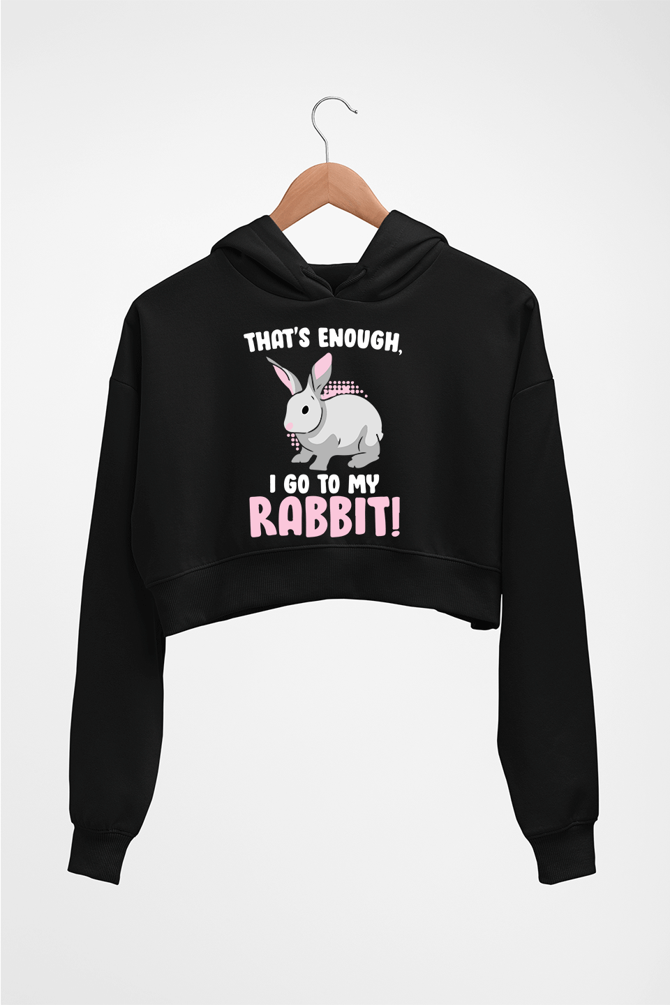 Rabbit Bunny Crop HOODIE FOR WOMEN-Black-Ektarfa.online