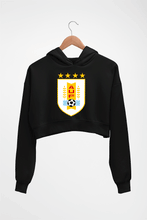 Load image into Gallery viewer, Uruguay Football Crop HOODIE FOR WOMEN-Black-Ektarfa.online
