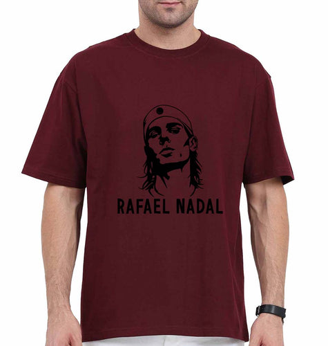 Rafael Nadal (RAFA) Oversized T-Shirt for Men-Maroon-Ektarfa.online