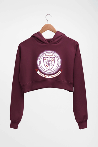 IIT (BHU) Varanasi Crop HOODIE FOR WOMEN-Maroon-Ektarfa.online