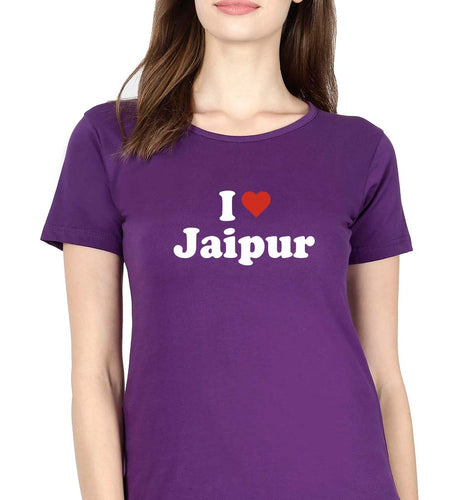 I Love Jaipur T-Shirt for Women-Purple-Ektarfa.online