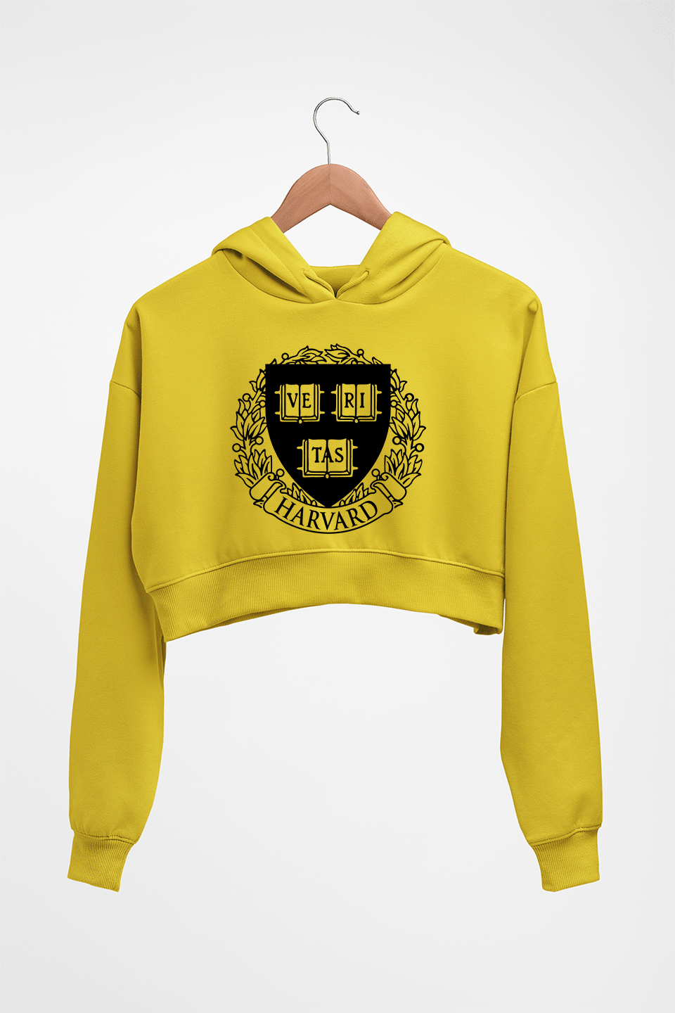 Harvard Crop HOODIE FOR WOMEN-Mustard Yellow-Ektarfa.online