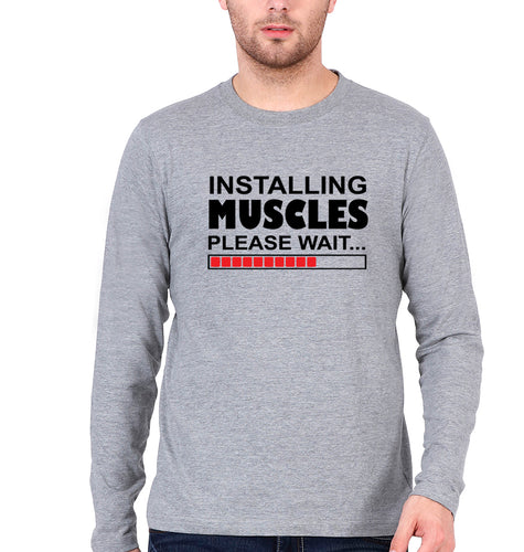 Gym Full Sleeves T-Shirt for Men-Grey Melange-Ektarfa.online