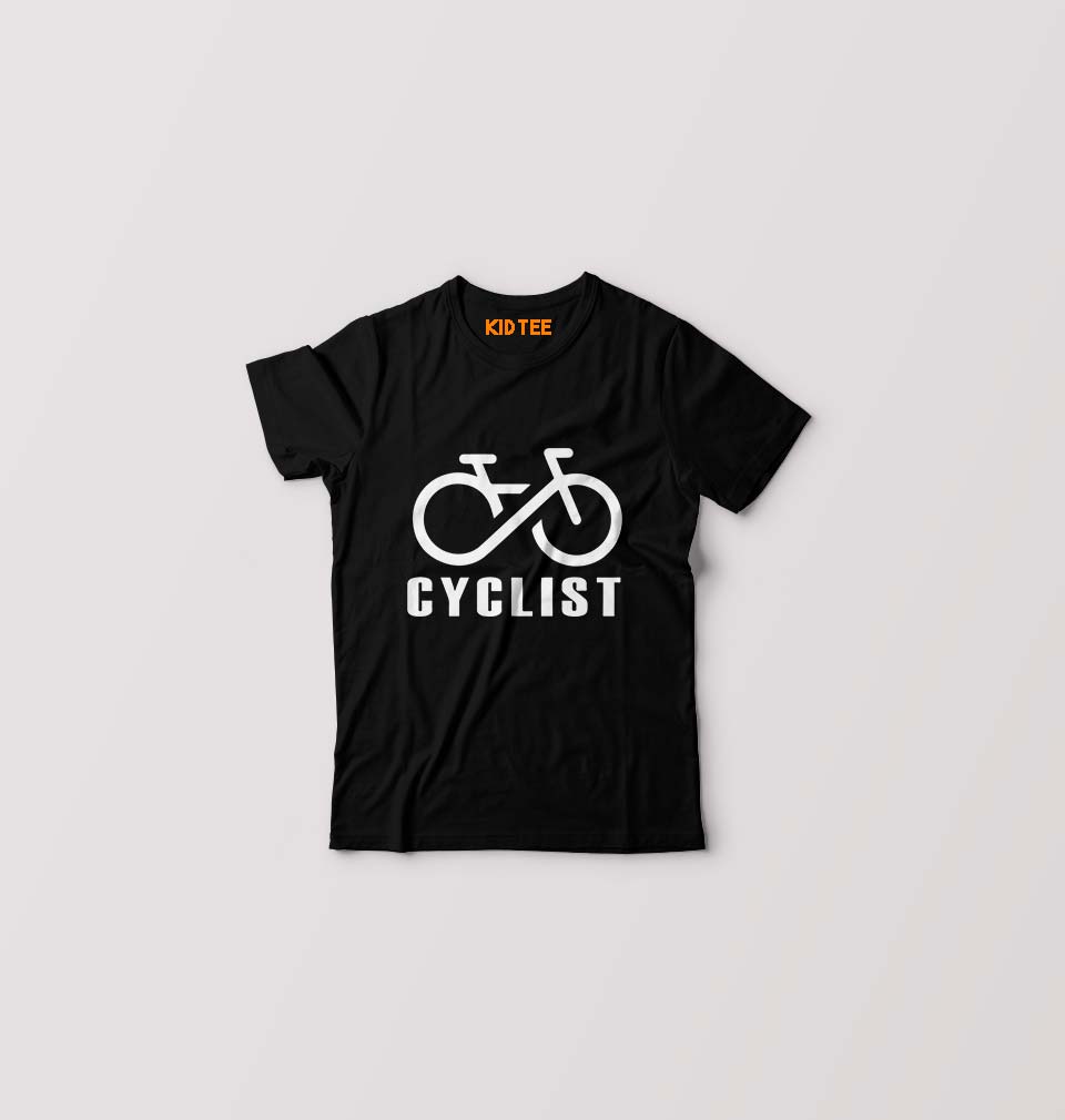 Cyclist Kids T-Shirt for Boy/Girl-Black-Ektarfa.online
